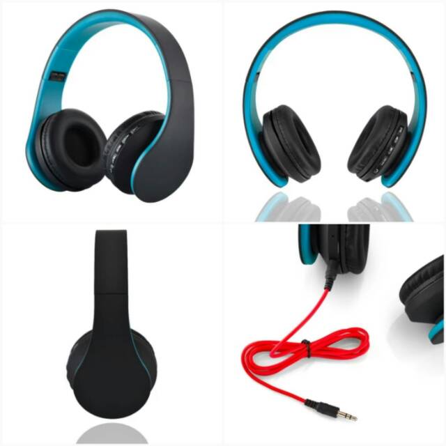 Wireless Bluetooth Stereo Headphone Microphone MP3 FM Headset untuk Handphone Tablet