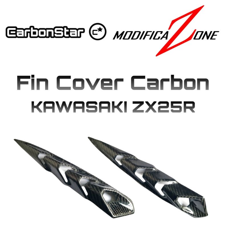 CarbonStar : Fin Cover Carbon Kawasaki ZX25R - cover bagian bodi samping depan Modificazone Aksesori