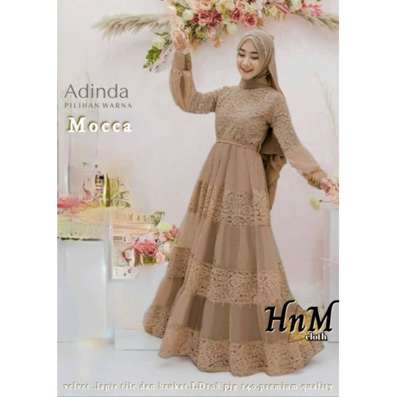 Hm Adinda Maxi /Dress Brukat Tille Kekinian/