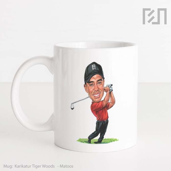 Gelas Keramik Caricature Tiger Woods Mug