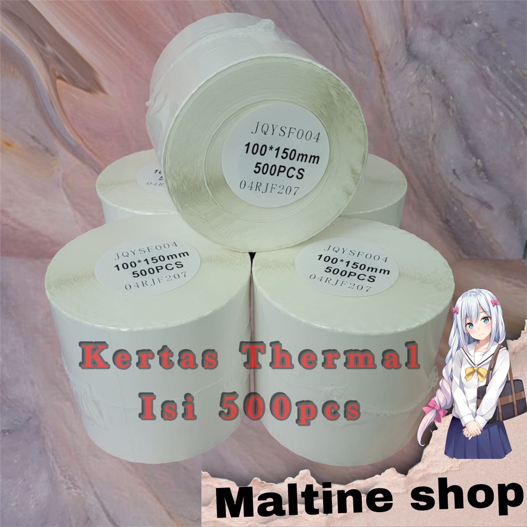 

Kertas termal 100 x 150 mm Label Thermal Stiker thermal isi 500pcs/Kertas Printer