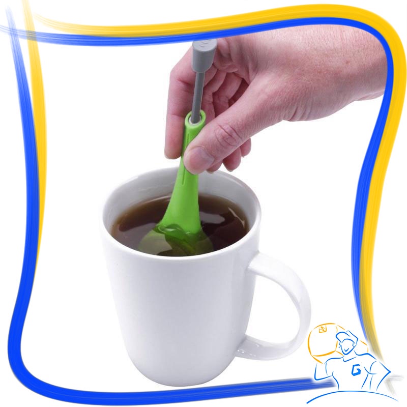 Saringan Teh Celup Aduk Peras Tea Infunser Built In Plunger Press Alat Saring Kopi Press Penyaring Jamu Herbal Seduh Aduk