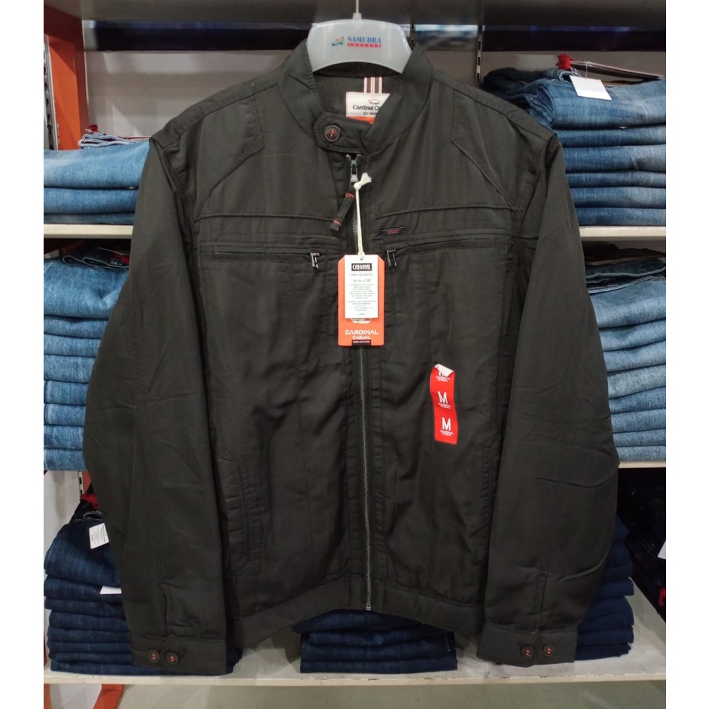 Jaket Cardinal Parasit Hitam Saku Seleting Atas