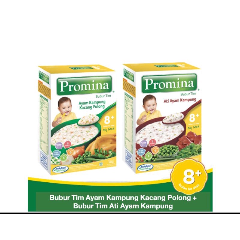 PROMINA BUBUR TIM 8+ RASA ATI AYAM KAMPUNG DAN AYAM KAMPUNG KACANG POLONG