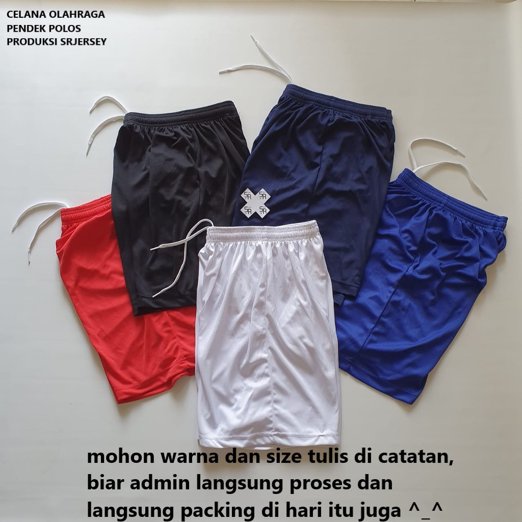 100rb dpt 4pcs celana polos kolor pendek olahraga sport santai merah biru putih hitam navy TERBAIK-Campur,Tulis di note