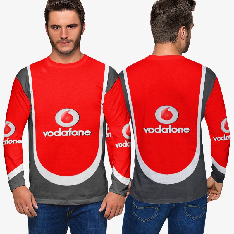 Kaos Pria Vodafone Tshirt Bahan Polyester Jersey Casual Style Fashionable Unisex Tees