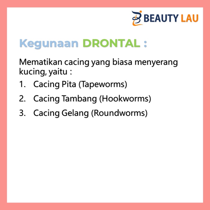 DRONTAL CAT ORIGINAL PER TABLET OBAT CACING KUCING ADULT KITTEN MURAH AMPUH