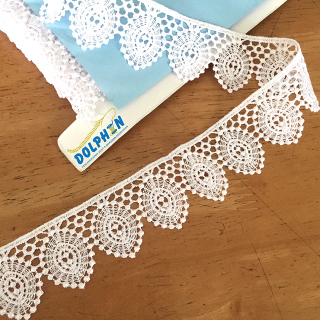 [Meteran-13] Renda Bordir PREMIUM G63135 Giper Putih Aksesoris Baju Wanita Craft Hiasan