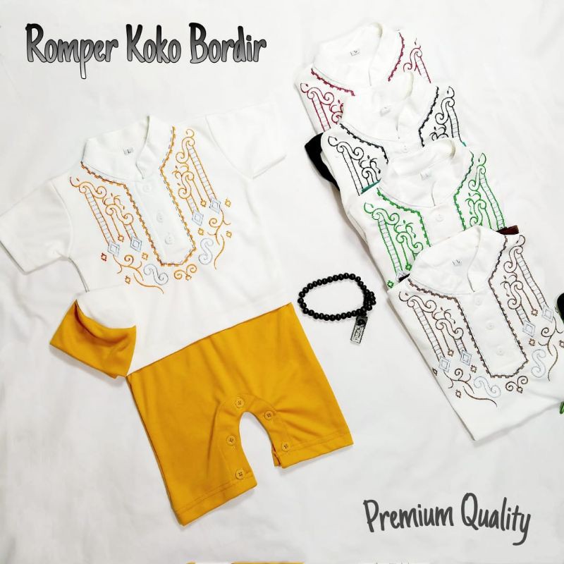 Romper koko bayi/Baju bayi/ Koko bayi/ Romper koko bayi set peci/Romper koko bordir