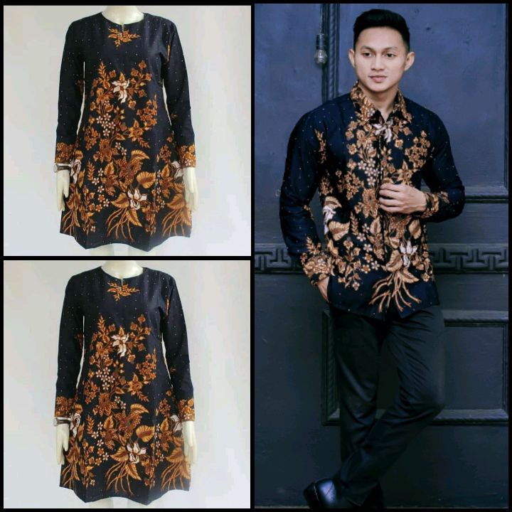 Couple Dress Tunik Batik Pesta Elegan Modern Kemeja Seragam Kondangan Primisima Motif Cantik Bella 1
