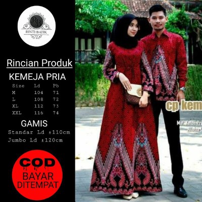 Atasan Batik || Baju Batik Couple Modern Sania Ruffle Couple Ori Ndoro Jowi Gamis Batik Big Size 001