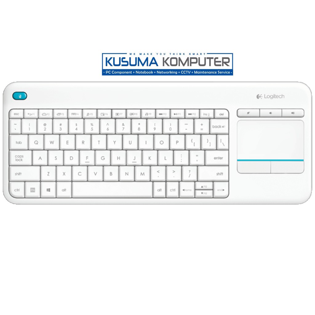 Logitech K400 Plus Keyboard Wireless Touchpad untuk PC, Smart TV Black/White