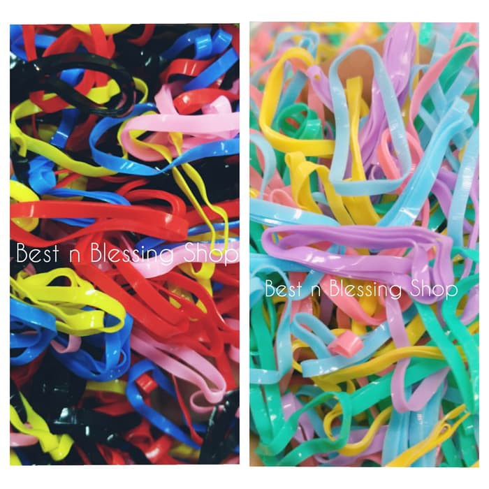 Karet jepang hitam warna-warni Kiloan ONS karet rambut ikat rambut