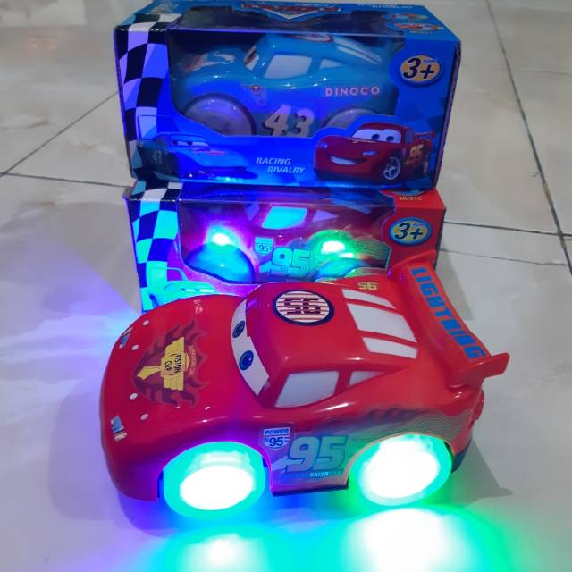 Mainan Mobil Cars Bump Go Baterai Lighting McQueen Anak Batre Edukatif