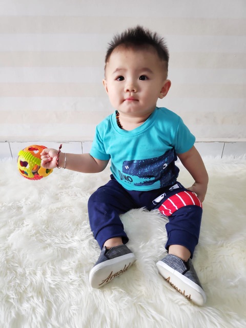 BLUE DINO jogger set setelan anak cowok baby baju bayi 1-3 TAHUN  12 Bulan setelan jogger anak laki laki baju anak laki laki kaos anak celana panjang jogger anak baby balita