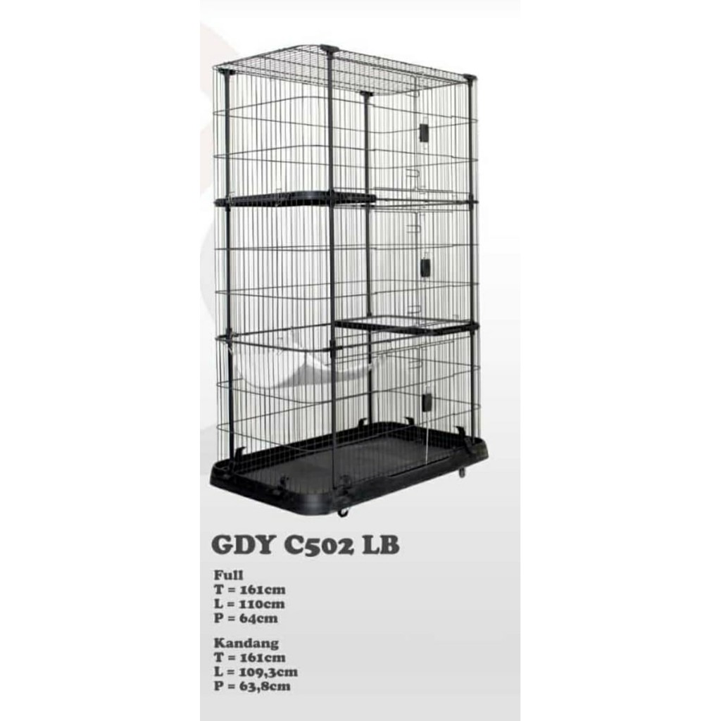Kandang Tingkat Kucing / Kandang Jumbo 3 Tingkat + Ayunan / Cat Cage