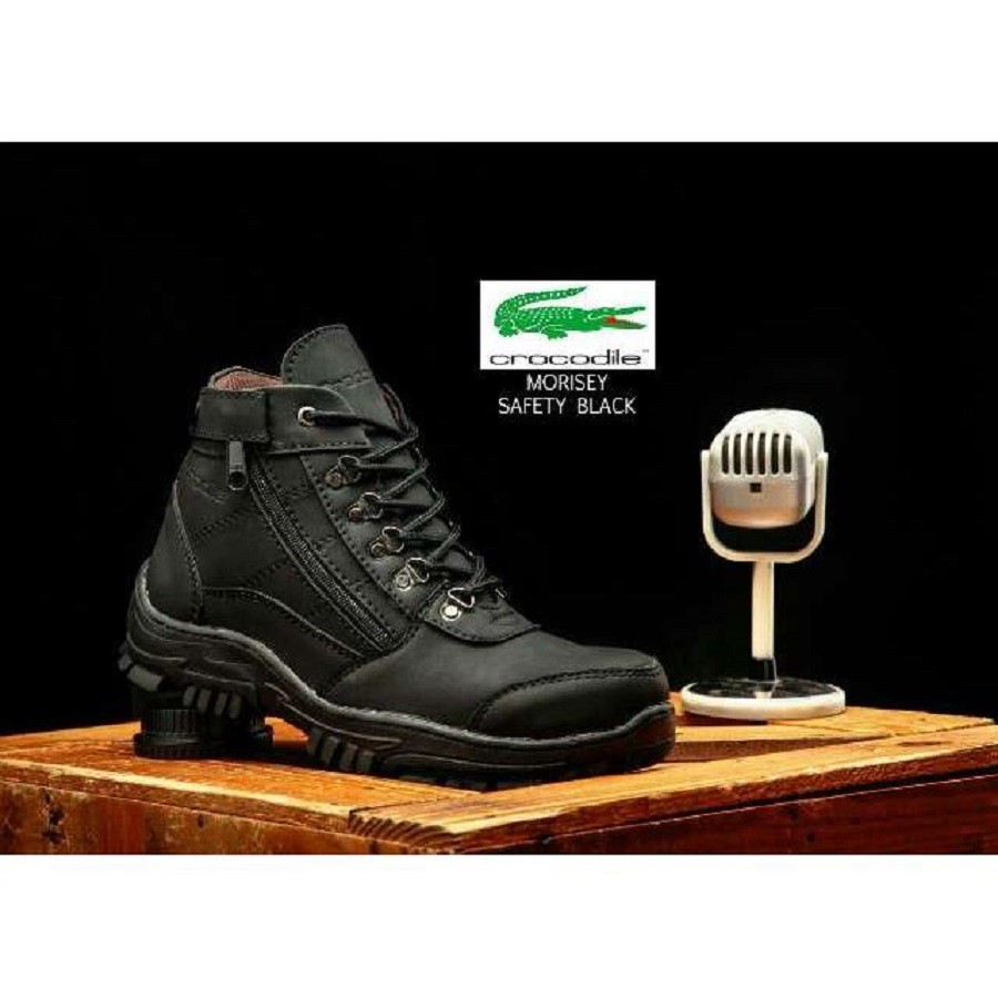 Sepatu Boots Pria Crocodile Morisey Safety / Ujung Besi TERMURAH bisa COD