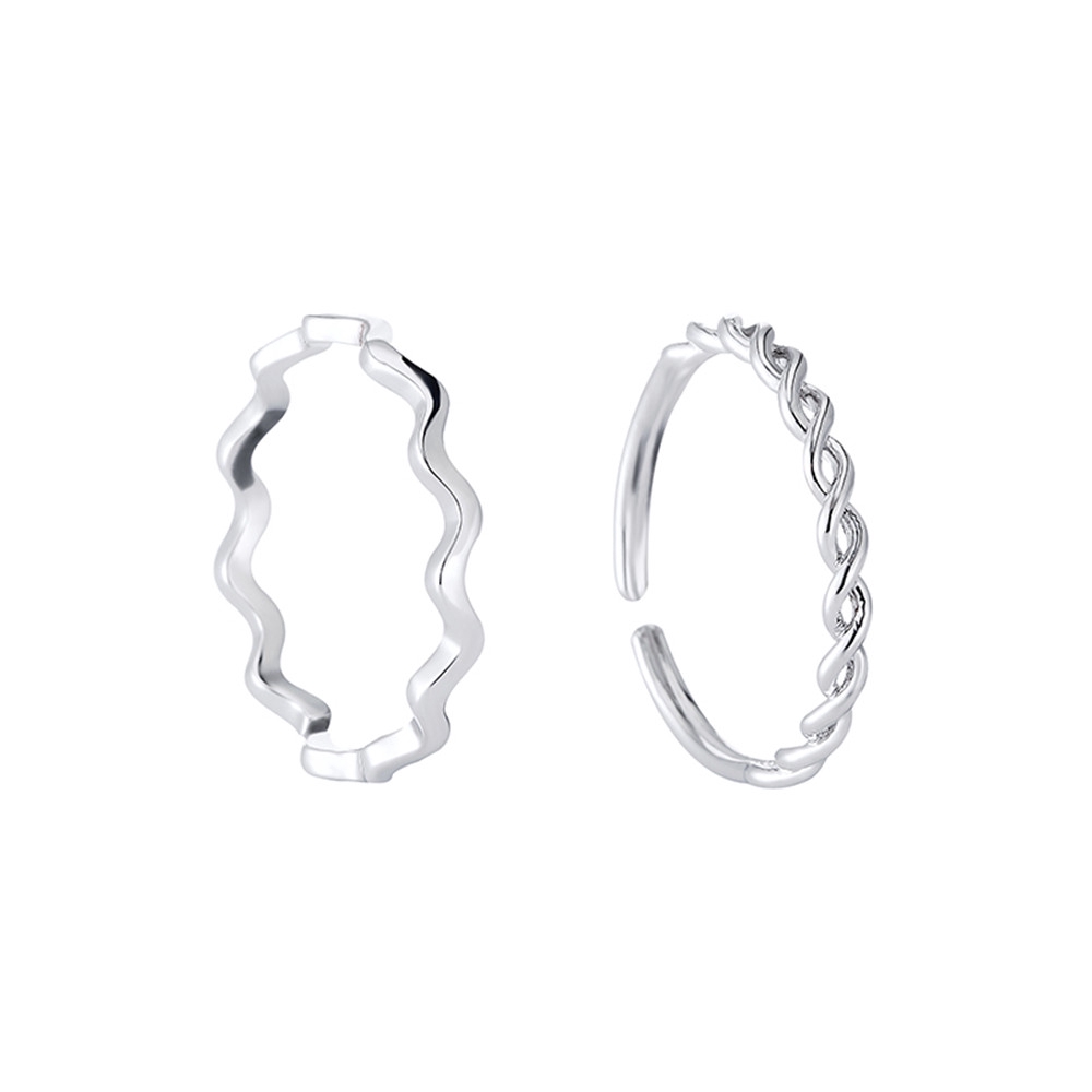 2pcs Cincin Bentuk Gelombang Model Terbuka Gaya Korea Untuk Perhiasan #261141322