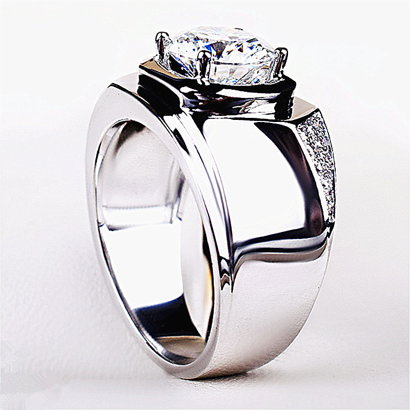 Cincin Kasual Berlian Emas Putih Pria Wanita Aksesoris Fashion Perak Titanium Rings