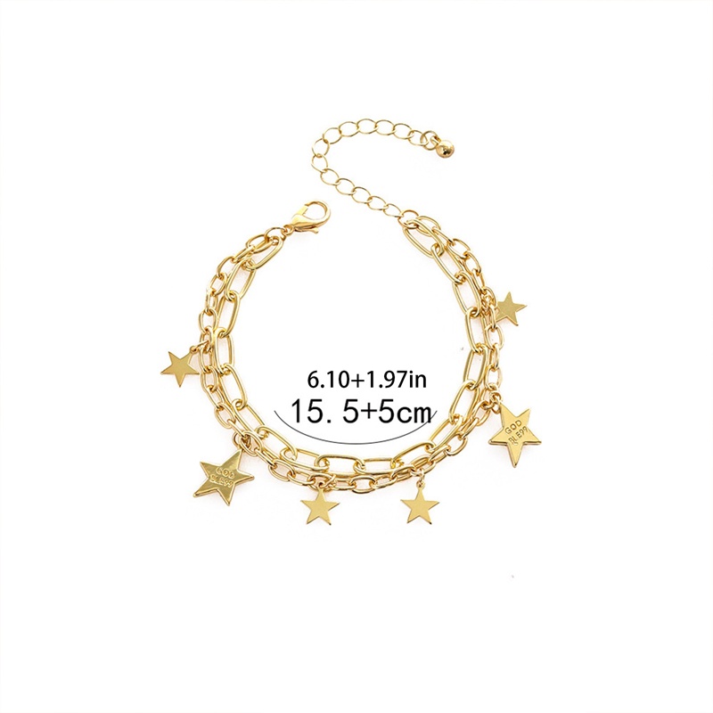 Gelang Liontin Bintang Pentagram Warna Emas Perak Untuk Pria Dan Wanita