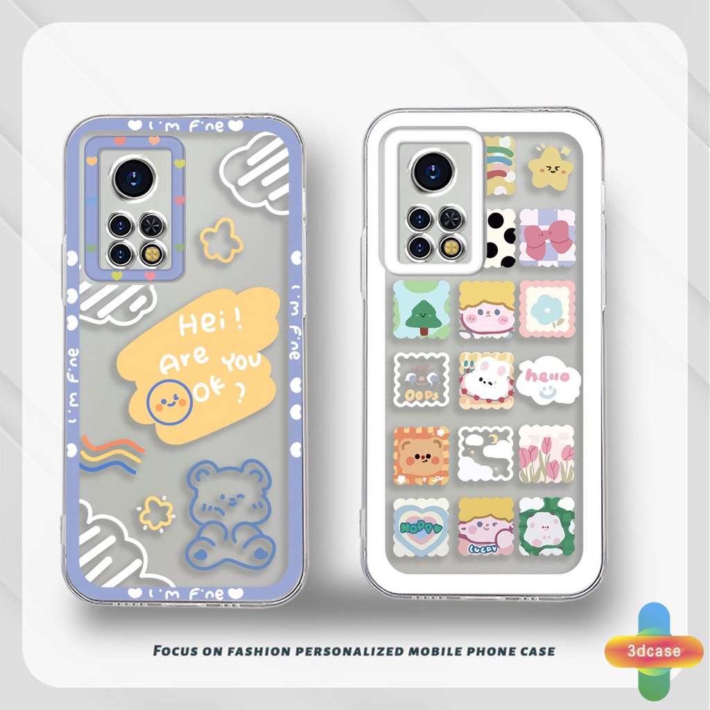 Soft Case Infinix Hot 10 11 Play 10 10t 10s NFC 10i 9 Pro 10 Lite 11 Plus Hot 9 Play 11 11S NFC Infinix Smart 6 5 4 4C 5 Pro Tencno Spark 5 PRO A15 A16 A9 A5 A7 A5S Y12 Y20 Y15S Y21S A12 Cute Cartoon Cloud  Bear Transparent Case
