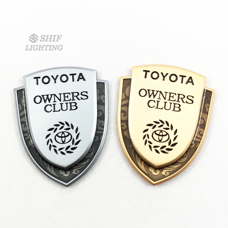 1pc Stiker Emblem Logo Toyota Owners Club Bahan Metal Warna Emas Untuk Dekorasi Mobil