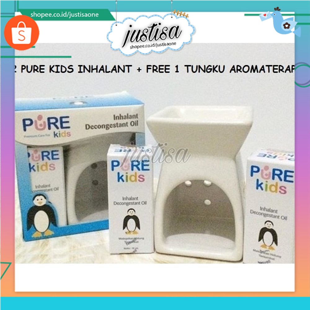 Promo  !! Pure Kids Inhalant Decongestant Oil Paket Tungku (2pcs oil + tungku) - inhalant baby pure kids