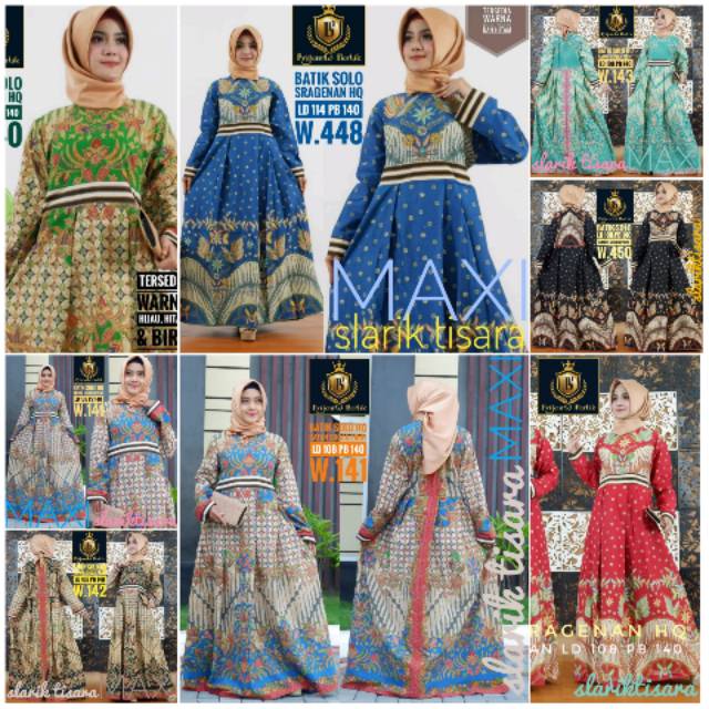 Slariktisara Gamis dress katun batik print sogan solo sragenan