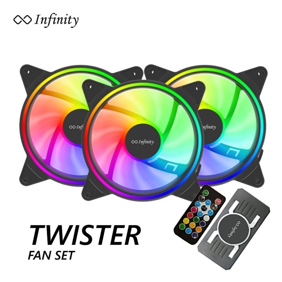 INFINITY FAN CASE TWISTER RGB SET 3 in 1 (3PCS FAN,CONTROLLER,REMOTE)