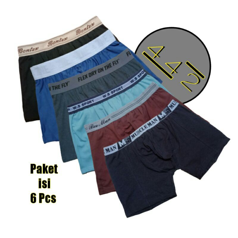 Celana dalam pria Boxer isi 6 Pcs