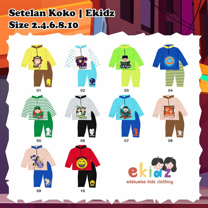 TERBARU Setelan Baju Koko anak laki-laki EKIDZ Original bahan kaos adem nyaman