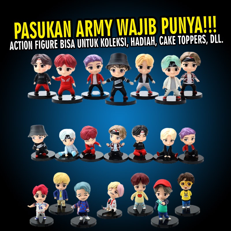 Action figure bts official mic drop  berdiri duduk icon kpop miniatur bangtan tinytan army mobil