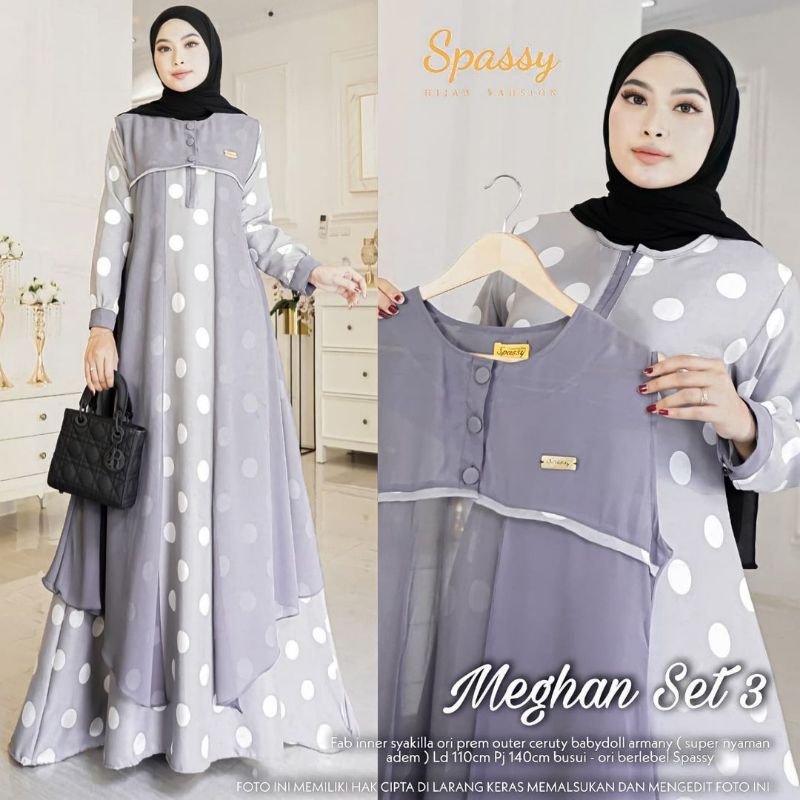 MEGHAN SET 3 4 BY SPASSY ORI - Gamis wanita premium spassy ori terbaru high quality