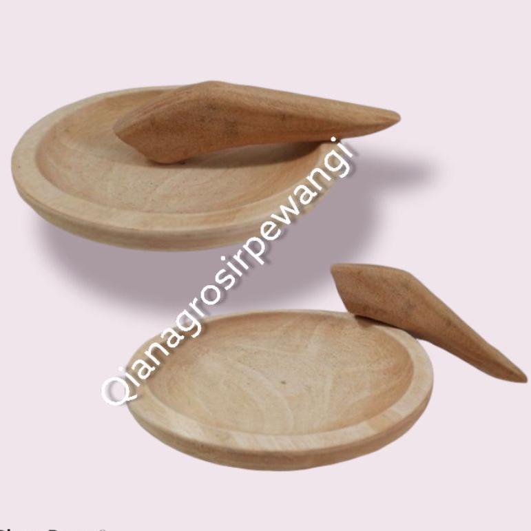 Ulekan kayu/cobek kayu+mutu ukuran 16cm