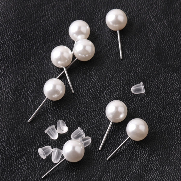 Anting Tusuk Mutiara Imitasi Simple Ala Korea Ukuran 8mm Untuk Wanita