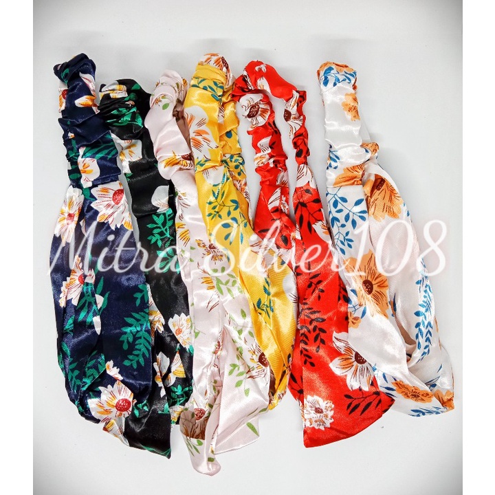 [MS108] BDA 01 - Bandana Simpul Twist Motif Bunga Warna Warni / Bandana Wanita / Aksesoris Rambut Ala Korea / Fashion Rambut / Bandana Kekinian