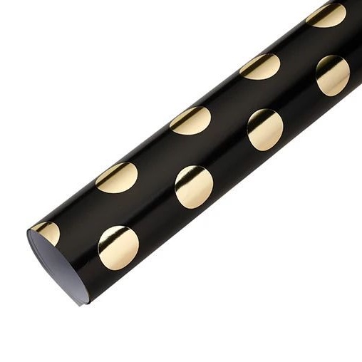 

Kertas Kado / Gift Wrapping Paper YP11H Motif Polkadot Gold Hitam