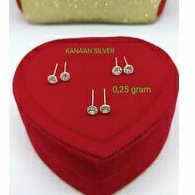 Giwang tusuk bayi & anak warna rose gold mata bungkus perak asli925/silver lapisan emas kuning murni
