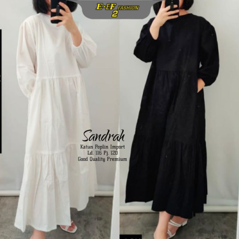Dress Wanita - Dress Katun Poplin Import - Sandrah Dress