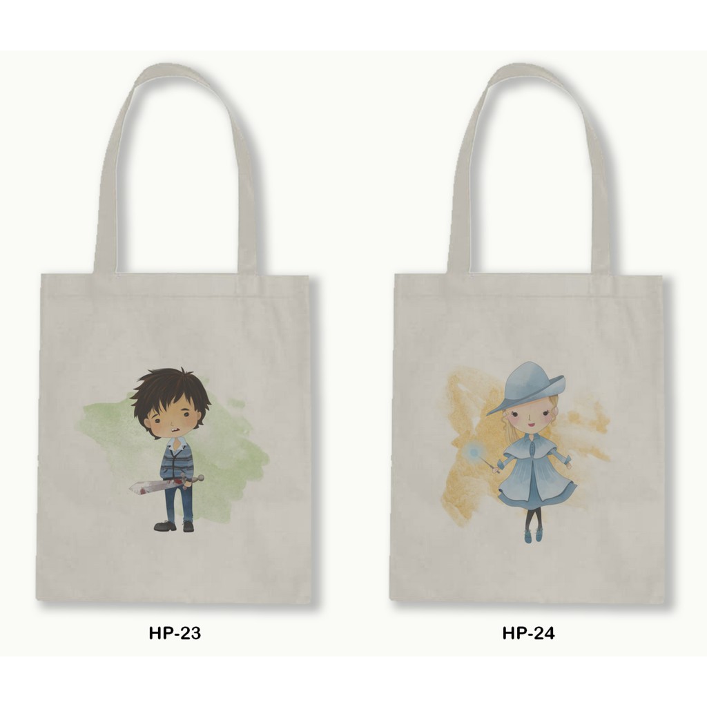 Tas Tote Bag Resleting Kanvas/Blacu  - Harry Potter Series.12