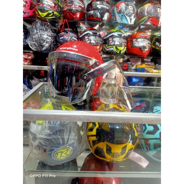 Visor flat bogo bening retro model venom open iridium silver / kaca datar Helm Bogo / retro harga grosir warna bening / smoke