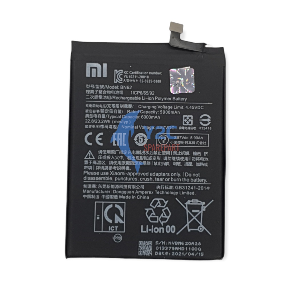 BATERAI XIAOMI REDMI 9T / POCOPHONE M3 /BN62 ORIGINAL OEM /  BATRE / BATERE / BATRAI / BATREI / BATU