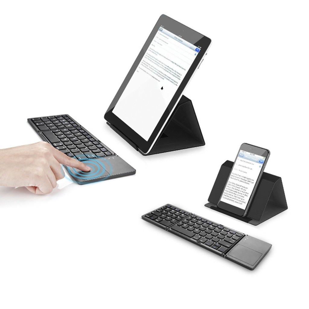 Foldable Wireless Keyboard &amp; Touchpad Bluetooth Lipat Mac iPad hp ios laptop Android Komputer PC pro