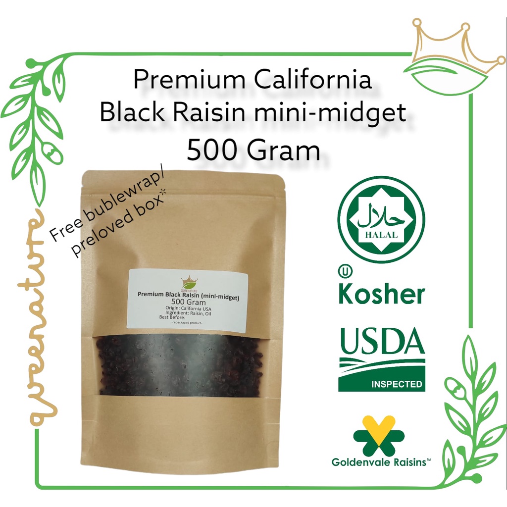 California Black Raisin Mini-midget 500 Gram/ Kismis Hitam Premium