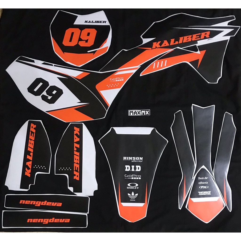 decal klx gordon hitam orange