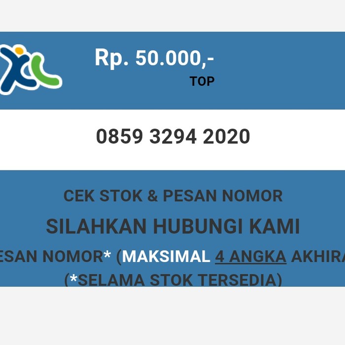 Nomor cantik XL murah tahun lahir 2020 XL dan AXIS T5888-050