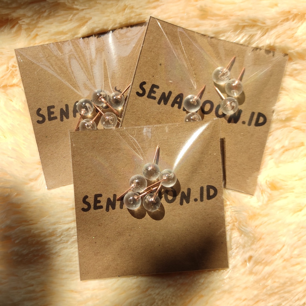 

Rose Gold Transparent Pushpin Thumbtack Board Round Ball / Pin Papan Ujung Bulat