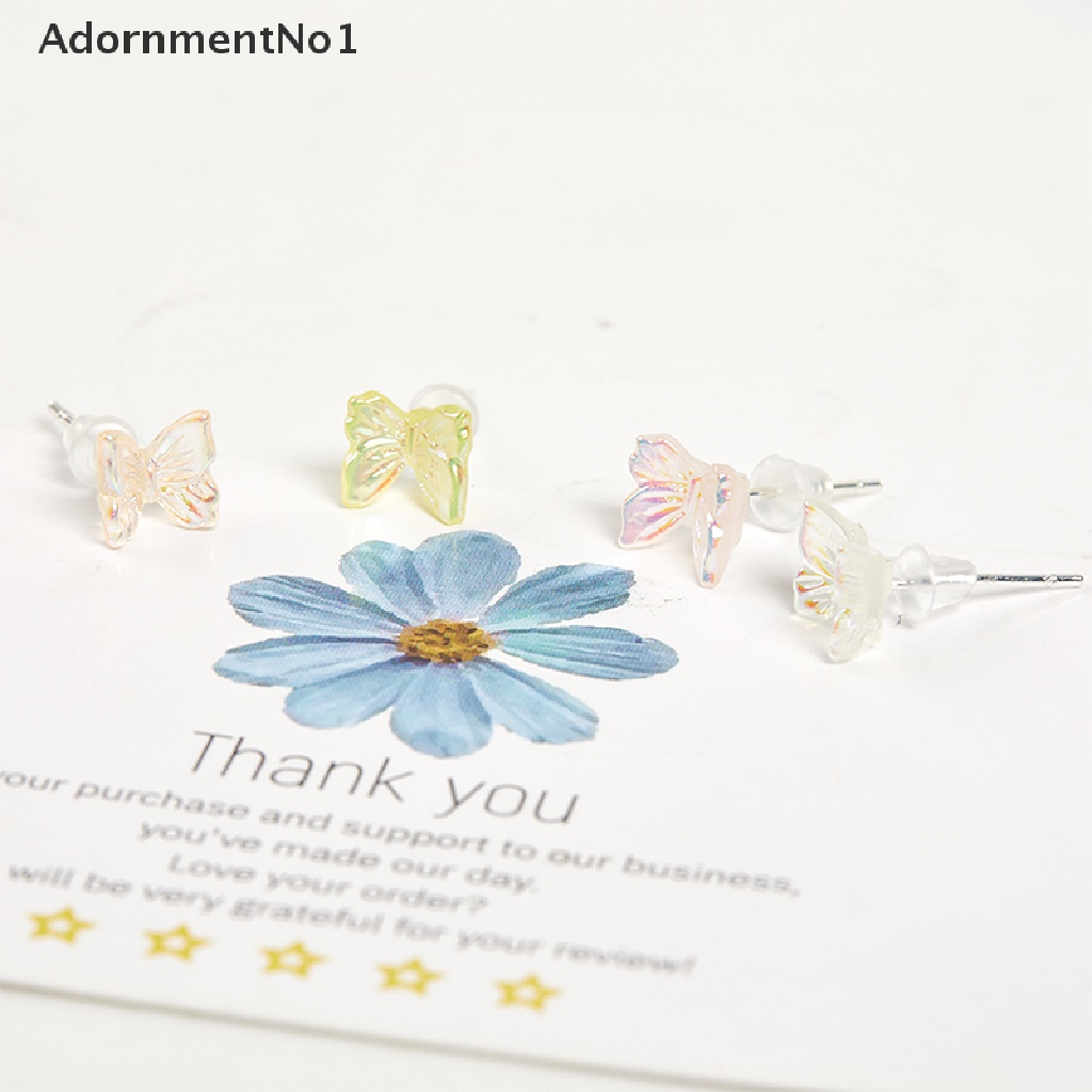 (AdornmentNo1) 8pcs / Set Anting Tusuk Bentuk Kupu-Kupu Bahan Akrilik Untuk Wanita