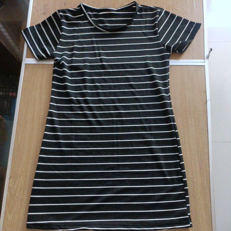 dress salur stripe hitam