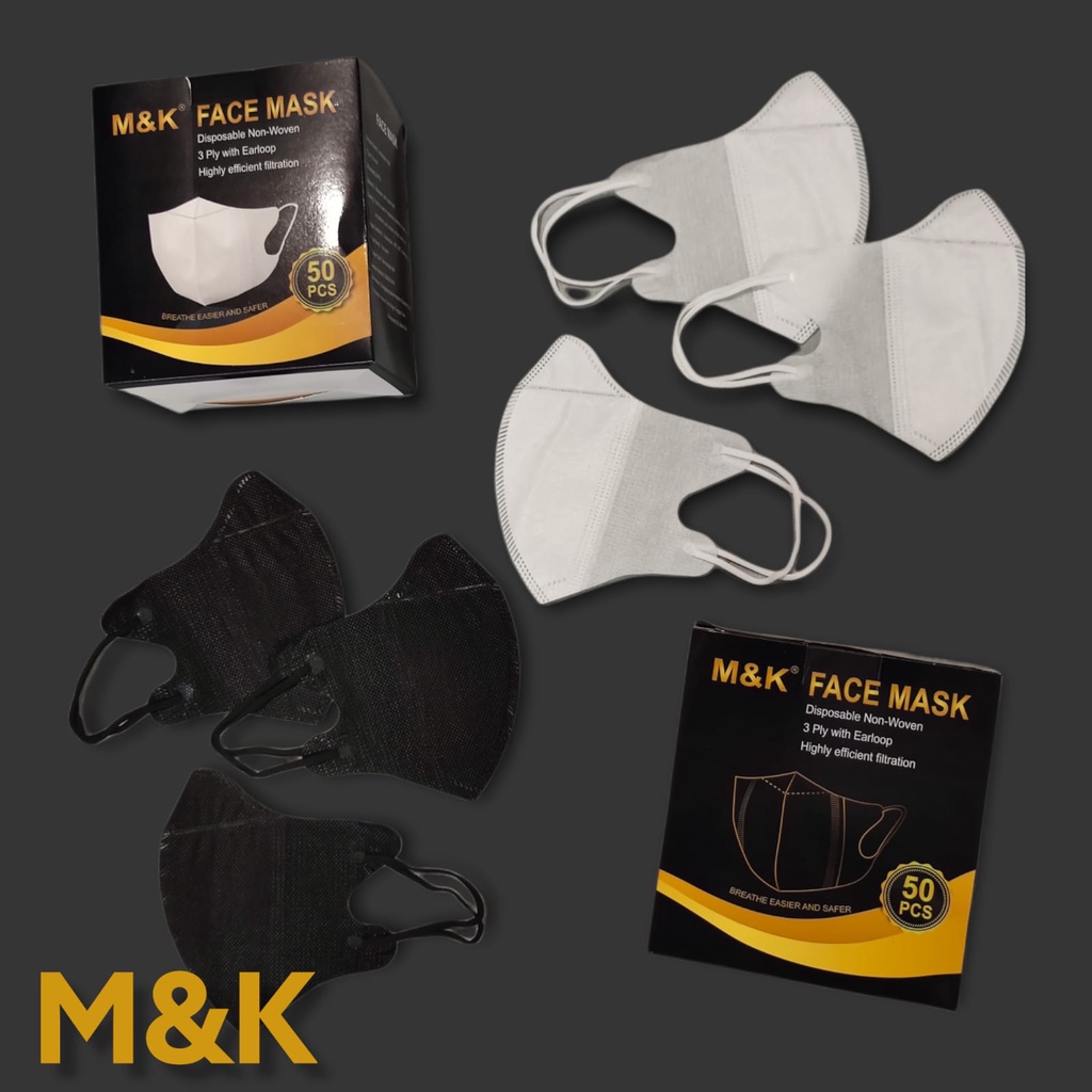 PER BOX - MASKER DUCKBILL 3PLY M&amp;K MK GARIS WARNA FACE MASK KEMENKES MURAH TERMURAH